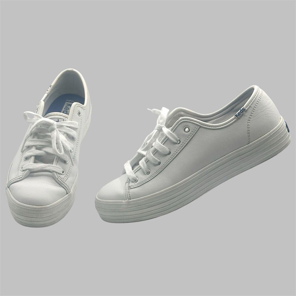 Keds Triple Kick Platform Sneakers White Leather Women’s Size 8 M Shoes  WH57310